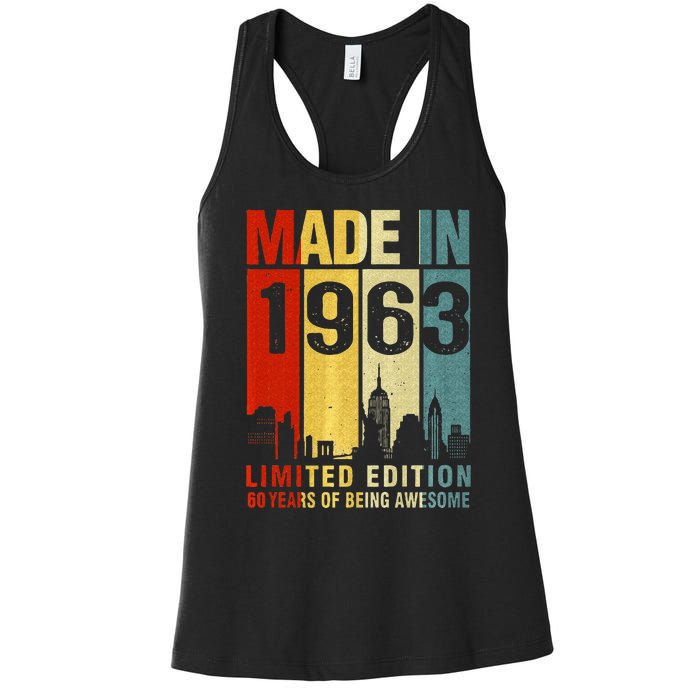 Retro Made In 1963 Limited Edition 60 Years Of Being Awesome Women's Racerback Tank