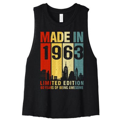 Retro Made In 1963 Limited Edition 60 Years Of Being Awesome Women's Racerback Cropped Tank