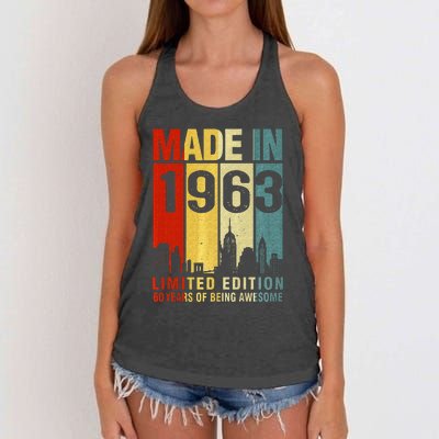 Retro Made In 1963 Limited Edition 60 Years Of Being Awesome Women's Knotted Racerback Tank