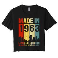 Retro Made In 1963 Limited Edition 60 Years Of Being Awesome Women's Crop Top Tee