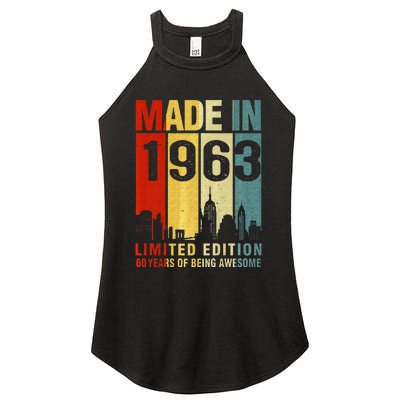 Retro Made In 1963 Limited Edition 60 Years Of Being Awesome Women's Perfect Tri Rocker Tank