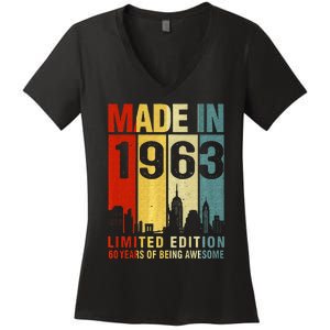 Retro Made In 1963 Limited Edition 60 Years Of Being Awesome Women's V-Neck T-Shirt