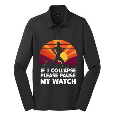 Running Marathon If I Collapse Funny Gift Silk Touch Performance Long Sleeve Polo