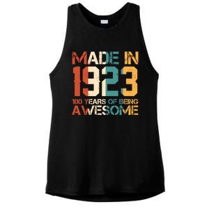 Retro Made In 1923 100 Years Of Being Awesome Birthday Ladies PosiCharge Tri-Blend Wicking Tank