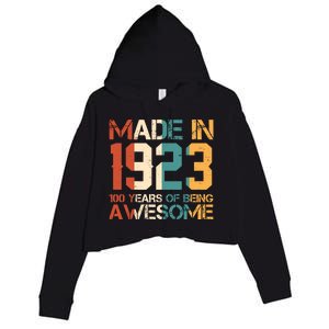 Retro Made In 1923 100 Years Of Being Awesome Birthday Crop Fleece Hoodie