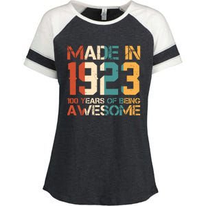 Retro Made In 1923 100 Years Of Being Awesome Birthday Enza Ladies Jersey Colorblock Tee