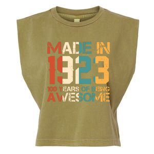 Retro Made In 1923 100 Years Of Being Awesome Birthday Garment-Dyed Women's Muscle Tee