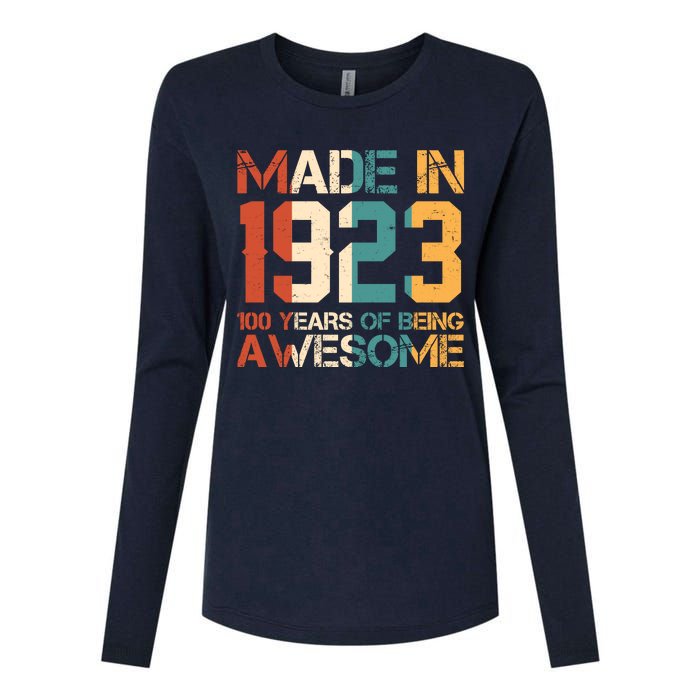 Retro Made In 1923 100 Years Of Being Awesome Birthday Womens Cotton Relaxed Long Sleeve T-Shirt