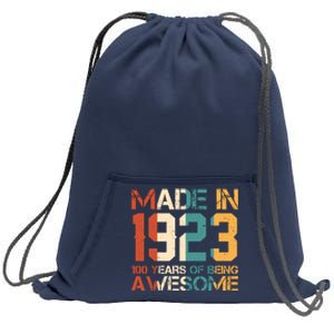 Retro Made In 1923 100 Years Of Being Awesome Birthday Sweatshirt Cinch Pack Bag