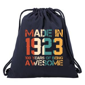 Retro Made In 1923 100 Years Of Being Awesome Birthday Drawstring Bag