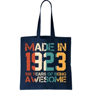 Retro Made In 1923 100 Years Of Being Awesome Birthday Tote Bag