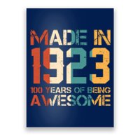 Retro Made In 1923 100 Years Of Being Awesome Birthday Poster