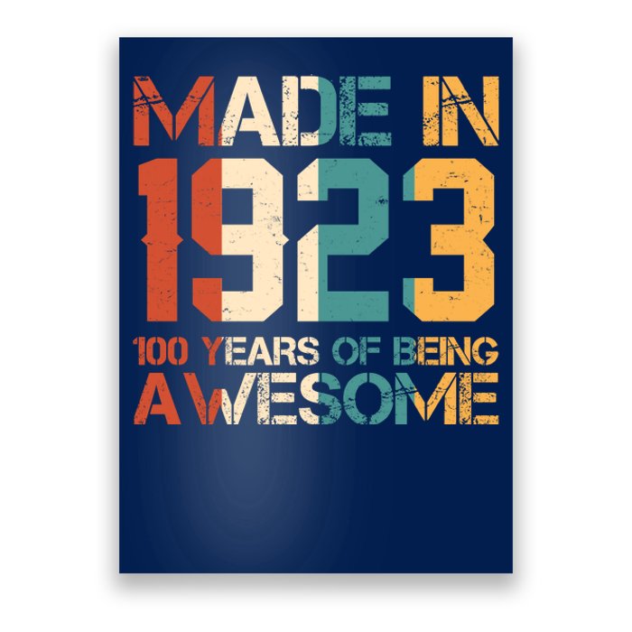 Retro Made In 1923 100 Years Of Being Awesome Birthday Poster