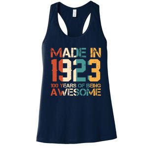 Retro Made In 1923 100 Years Of Being Awesome Birthday Women's Racerback Tank