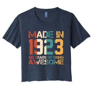 Retro Made In 1923 100 Years Of Being Awesome Birthday Women's Crop Top Tee