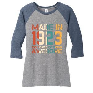 Retro Made In 1923 100 Years Of Being Awesome Birthday Women's Tri-Blend 3/4-Sleeve Raglan Shirt