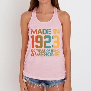 Retro Made In 1923 100 Years Of Being Awesome Birthday Women's Knotted Racerback Tank