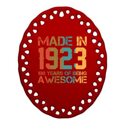 Retro Made In 1923 100 Years Of Being Awesome Birthday Ceramic Oval Ornament