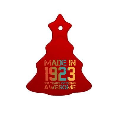 Retro Made In 1923 100 Years Of Being Awesome Birthday Ceramic Tree Ornament