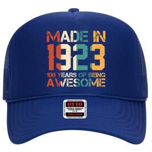 Retro Made In 1923 100 Years Of Being Awesome Birthday High Crown Mesh Back Trucker Hat