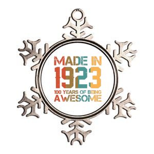 Retro Made In 1923 100 Years Of Being Awesome Birthday Metallic Star Ornament