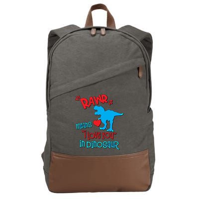 Rawr Means I Love You In Dinosaur Funny Valentine Gift Cotton Canvas Backpack