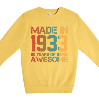 Retro Made In 1933 90 Years Of Being Awesome Birthday Premium Crewneck Sweatshirt