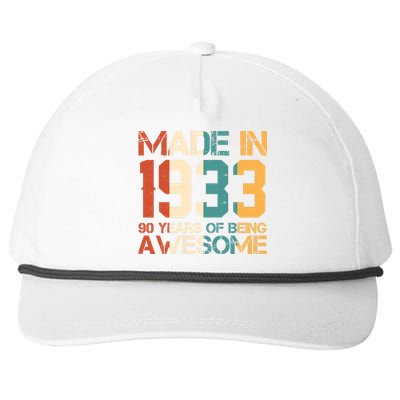 Retro Made In 1933 90 Years Of Being Awesome Birthday Snapback Five-Panel Rope Hat