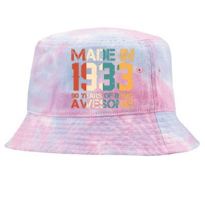 Retro Made In 1933 90 Years Of Being Awesome Birthday Tie-Dyed Bucket Hat