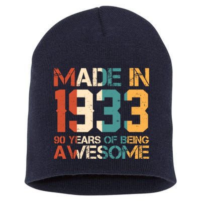 Retro Made In 1933 90 Years Of Being Awesome Birthday Short Acrylic Beanie