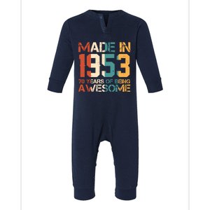 Retro Made In 1953 70 Years Of Being Awesome Birthday Infant Fleece One Piece