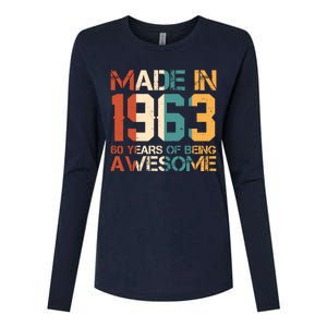 Retro Made In 1963 60 Years Of Being Awesome Birthday Womens Cotton Relaxed Long Sleeve T-Shirt