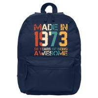 Retro Made In 1973 50 Years Of Being Awesome Birthday 16 in Basic Backpack