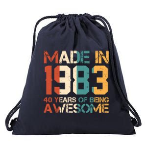 Retro Made In 1983 40 Years Of Being Awesome Birthday Drawstring Bag