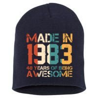 Retro Made In 1983 40 Years Of Being Awesome Birthday Short Acrylic Beanie