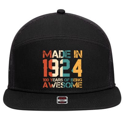 Retro Made In 1924 100 Years Of Being Awesome Birthday 7 Panel Mesh Trucker Snapback Hat