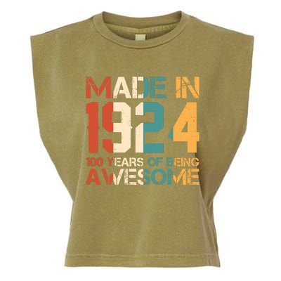 Retro Made In 1924 100 Years Of Being Awesome Birthday Garment-Dyed Women's Muscle Tee