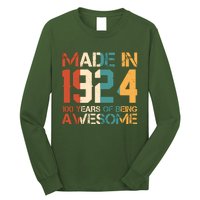 Retro Made In 1924 100 Years Of Being Awesome Birthday Long Sleeve Shirt