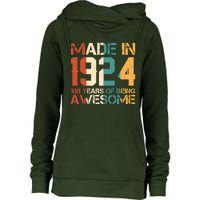 Retro Made In 1924 100 Years Of Being Awesome Birthday Womens Funnel Neck Pullover Hood