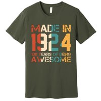 Retro Made In 1924 100 Years Of Being Awesome Birthday Premium T-Shirt