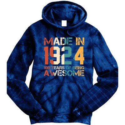 Retro Made In 1924 100 Years Of Being Awesome Birthday Tie Dye Hoodie