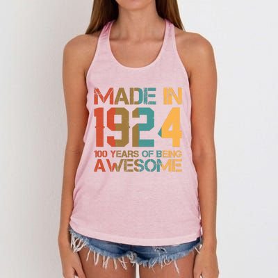 Retro Made In 1924 100 Years Of Being Awesome Birthday Women's Knotted Racerback Tank