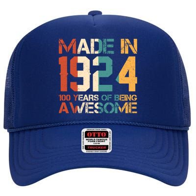 Retro Made In 1924 100 Years Of Being Awesome Birthday High Crown Mesh Back Trucker Hat