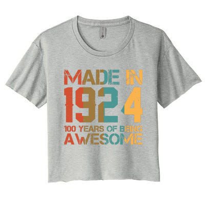 Retro Made In 1924 100 Years Of Being Awesome Birthday Women's Crop Top Tee