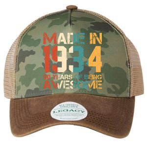 Retro Made In 1934 90 Years Of Being Awesome Birthday Legacy Tie Dye Trucker Hat