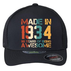 Retro Made In 1934 90 Years Of Being Awesome Birthday Flexfit Unipanel Trucker Cap