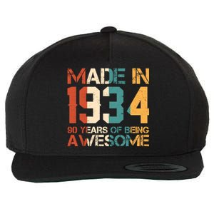 Retro Made In 1934 90 Years Of Being Awesome Birthday Wool Snapback Cap