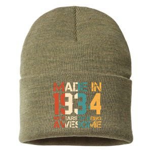 Retro Made In 1934 90 Years Of Being Awesome Birthday Sustainable Knit Beanie