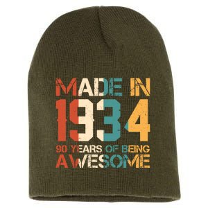 Retro Made In 1934 90 Years Of Being Awesome Birthday Short Acrylic Beanie