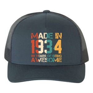 Retro Made In 1934 90 Years Of Being Awesome Birthday Yupoong Adult 5-Panel Trucker Hat